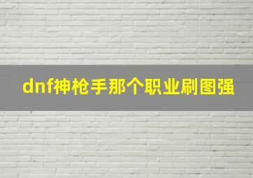 dnf神枪手那个职业刷图强