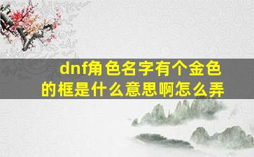 dnf角色名字有个金色的框是什么意思啊怎么弄