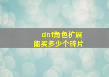 dnf角色扩展能买多少个碎片