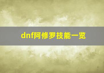 dnf阿修罗技能一览