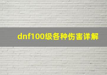 dnf100级各种伤害详解