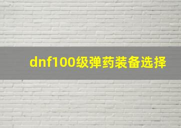 dnf100级弹药装备选择