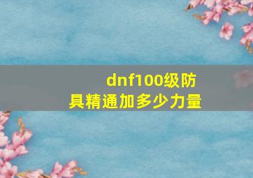 dnf100级防具精通加多少力量