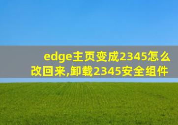 edge主页变成2345怎么改回来,卸载2345安全组件