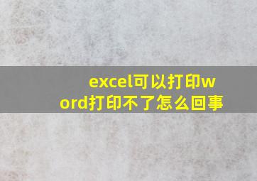 excel可以打印word打印不了怎么回事