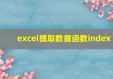 excel提取数据函数index