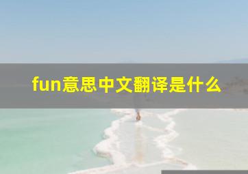 fun意思中文翻译是什么