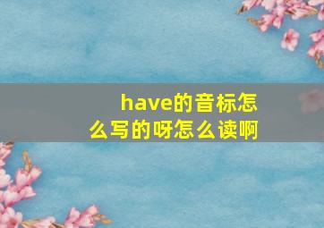 have的音标怎么写的呀怎么读啊