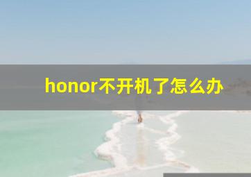 honor不开机了怎么办