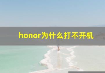 honor为什么打不开机