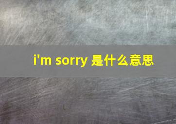 i'm sorry 是什么意思