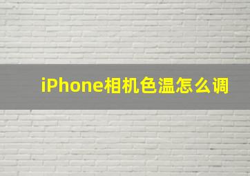 iPhone相机色温怎么调