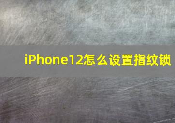 iPhone12怎么设置指纹锁