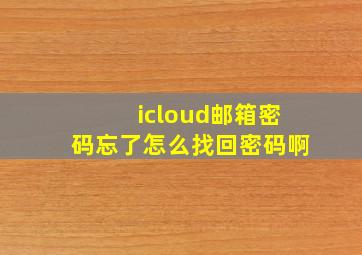 icloud邮箱密码忘了怎么找回密码啊