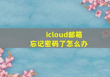 icloud邮箱忘记密码了怎么办