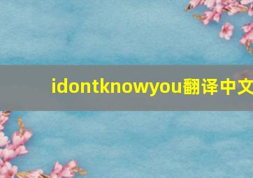 idontknowyou翻译中文