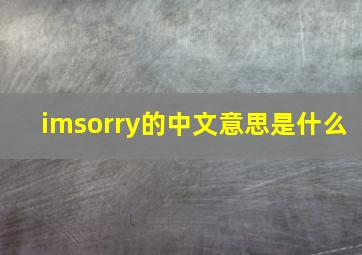 imsorry的中文意思是什么