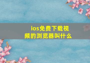 ios免费下载视频的浏览器叫什么