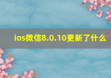 ios微信8.0.10更新了什么