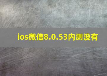 ios微信8.0.53内测没有