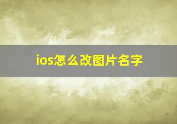 ios怎么改图片名字