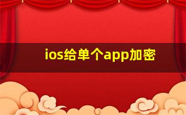 ios给单个app加密