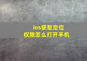 ios获取定位权限怎么打开手机