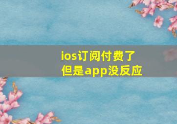 ios订阅付费了但是app没反应