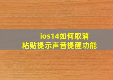 ios14如何取消粘贴提示声音提醒功能