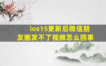 ios15更新后微信朋友圈发不了视频怎么回事