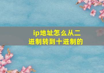 ip地址怎么从二进制转到十进制的