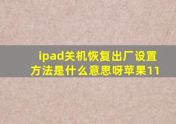 ipad关机恢复出厂设置方法是什么意思呀苹果11