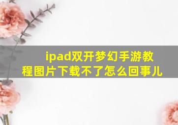 ipad双开梦幻手游教程图片下载不了怎么回事儿