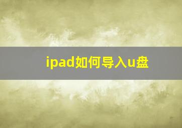 ipad如何导入u盘