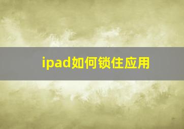 ipad如何锁住应用