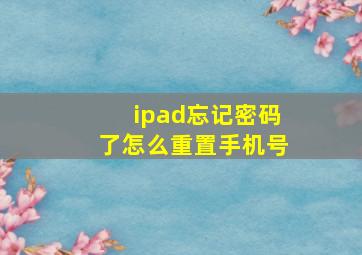 ipad忘记密码了怎么重置手机号