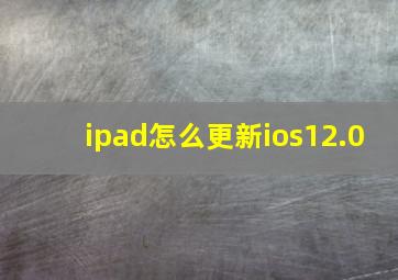 ipad怎么更新ios12.0