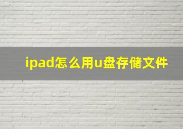 ipad怎么用u盘存储文件