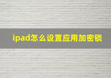 ipad怎么设置应用加密锁