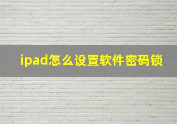 ipad怎么设置软件密码锁