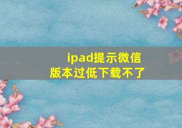 ipad提示微信版本过低下载不了