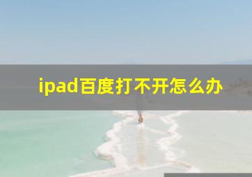 ipad百度打不开怎么办