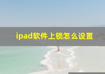 ipad软件上锁怎么设置