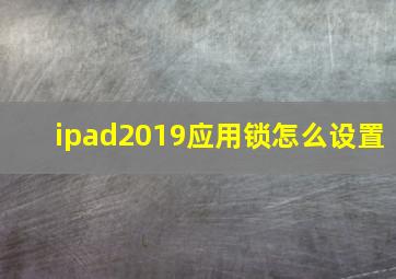 ipad2019应用锁怎么设置