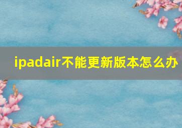 ipadair不能更新版本怎么办