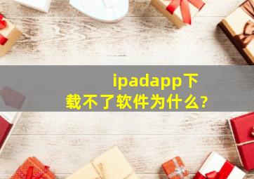 ipadapp下载不了软件为什么?