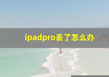 ipadpro丢了怎么办