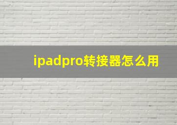 ipadpro转接器怎么用