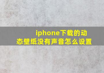 iphone下载的动态壁纸没有声音怎么设置