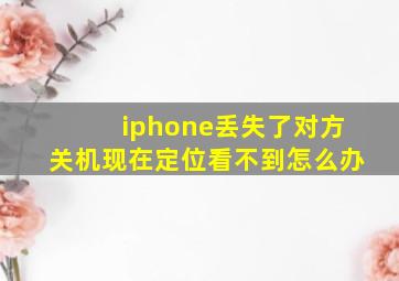 iphone丢失了对方关机现在定位看不到怎么办